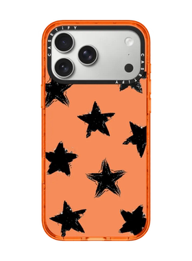 现货CASETiFY橙色底黑色星星适用于苹果iPhone17 pro max磁吸手机壳16/15/14创意潮流13个性高端防摔保护套12