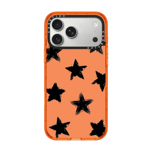 现货CASETiFY橙色底黑色星星适用于苹果iPhone17 pro max磁吸手机壳16/15/14创意潮流13个性高端防摔保护套12