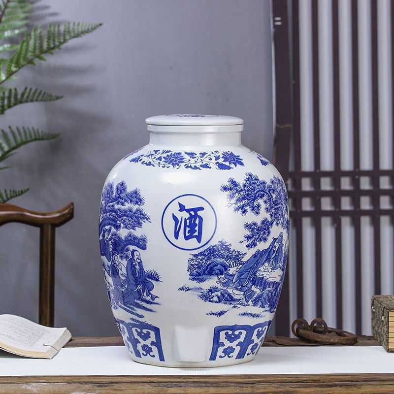 景德镇陶瓷酒坛青花瓷泡酒酒瓶空酒罐10/20/50斤密封家用窖藏,橡塑材料及制品,工业陶瓷,淘宝优惠券,粉丝福利购,淘宝优惠卷
