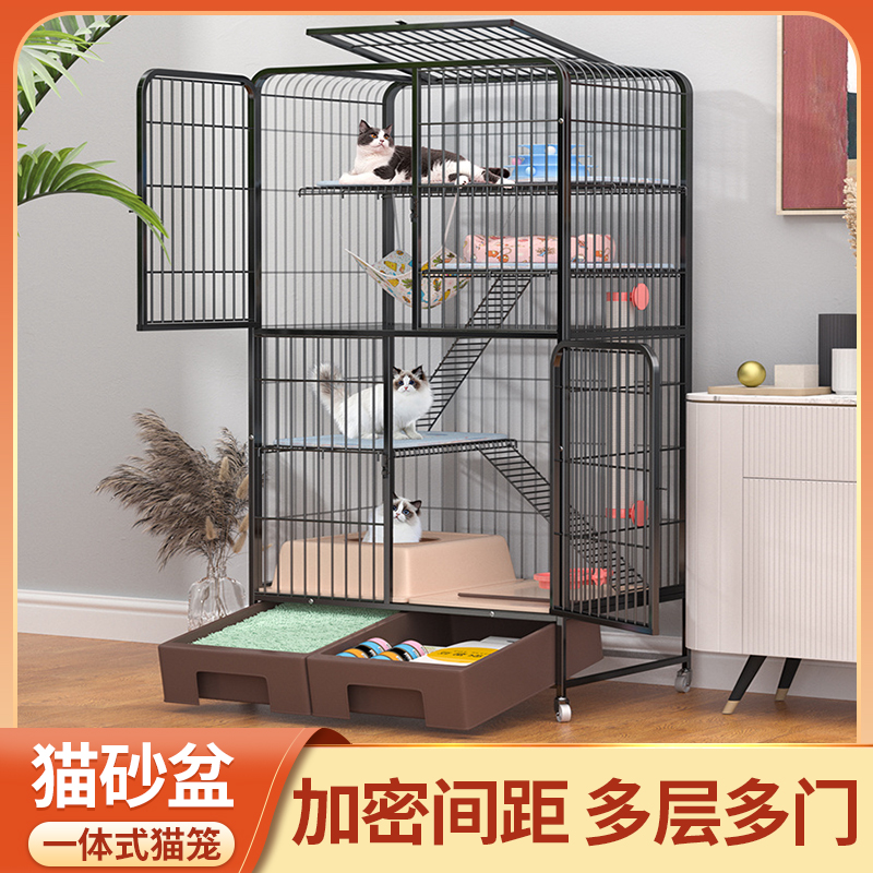 猫笼家用室内双层三层猫别墅超大空间带厕所猫砂盆一体猫舍猫咪笼