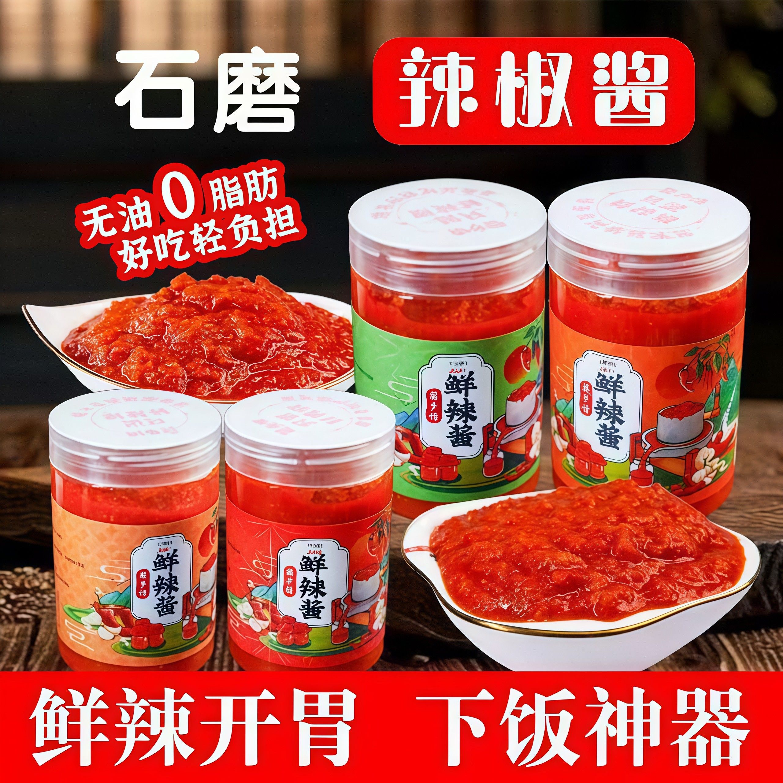 婺源精选石磨辣椒酱传统咸辣味鲜香辣酱拌饭拌面酱下饭菜250g