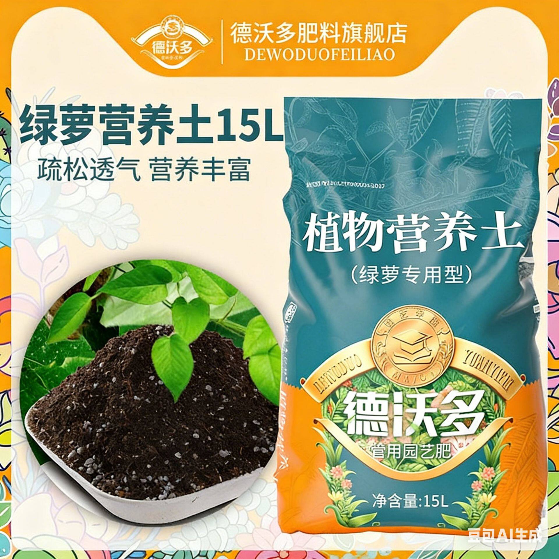绿萝专用营养土室内绿植吊兰盆栽家用扦插泥炭种植土