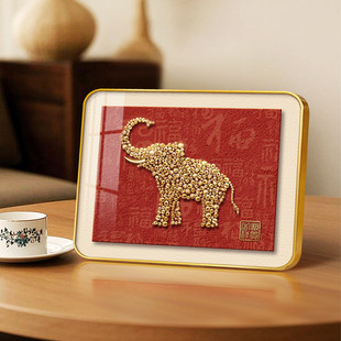 吉象如意摆台高级感入户玄关柜摆件百福图桌面床头柜新年红色摆画