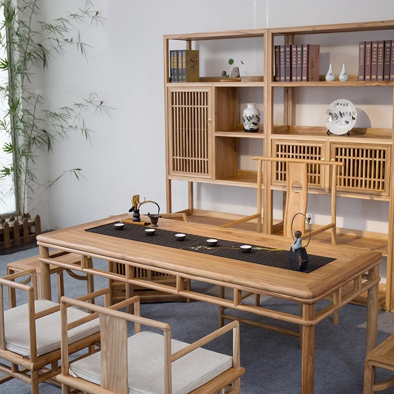 禅意实木泡茶桌椅组合客厅家用泡茶桌茶室原木色茶桌椅子简约茶楼
