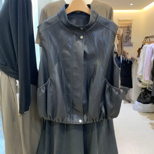 韩系复古立领无袖皮衣马甲女2026秋季新款时尚气质百搭坎肩外套