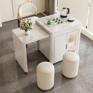 家用阳台小茶桌椅组合可移动茶台小型伸缩泡茶桌一体客厅泡茶茶几