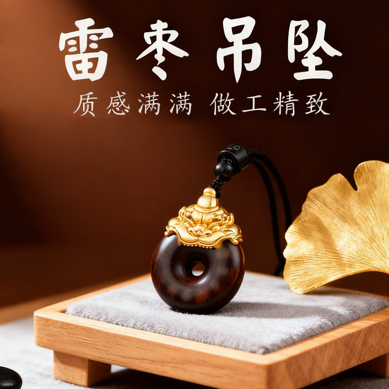 雷击木貔貅平安扣吊坠枣木九字真言项链手工文玩男女款挂件