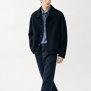 男生秋季外套夹克全羊毛双面呢夹克外套小个子男款潮流高级感衣服