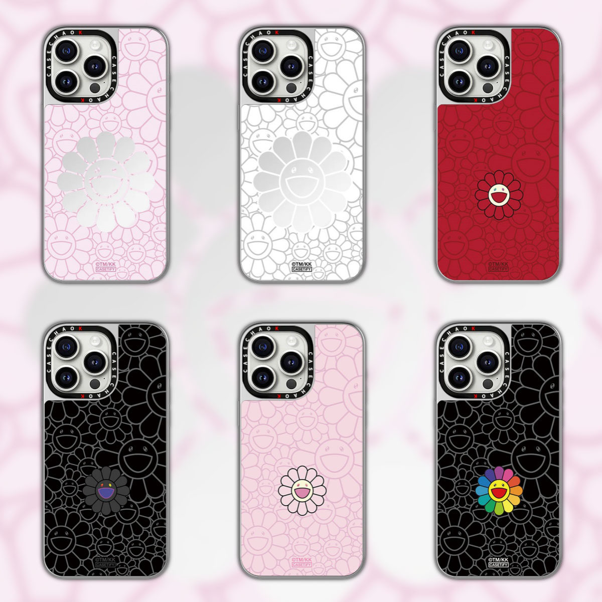 联名潮牌村上隆CASECHAOK笑脸手机壳适用苹果17ProMax太阳花iPhone16Pro镜面15pm防摔14银框13艺术家保护套12