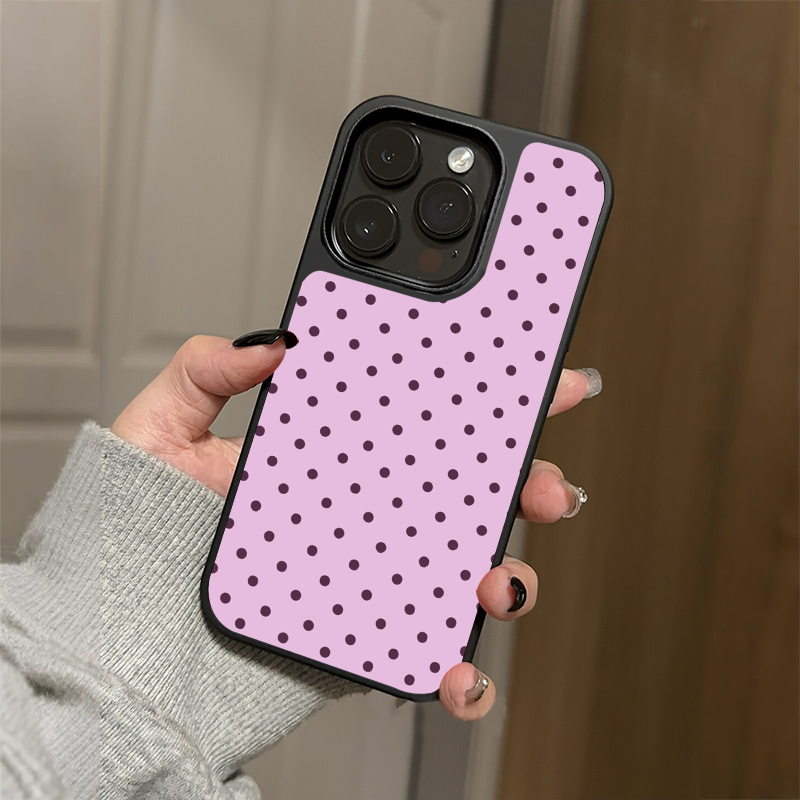 韩系ins风简约粉色波点适用苹果
