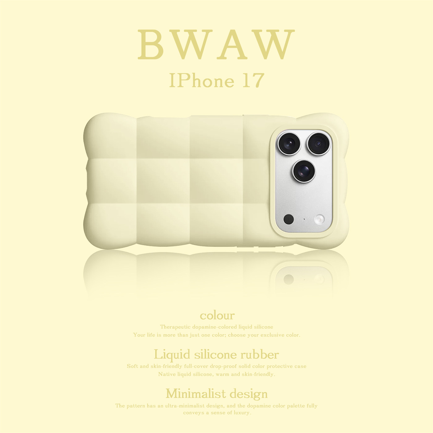 BWAW 夏日高级Cloud系列云想液态硅胶手机壳棉云白/晨空蓝/奶糖粉适用于苹果iPhone17全包17promax防摔17pro