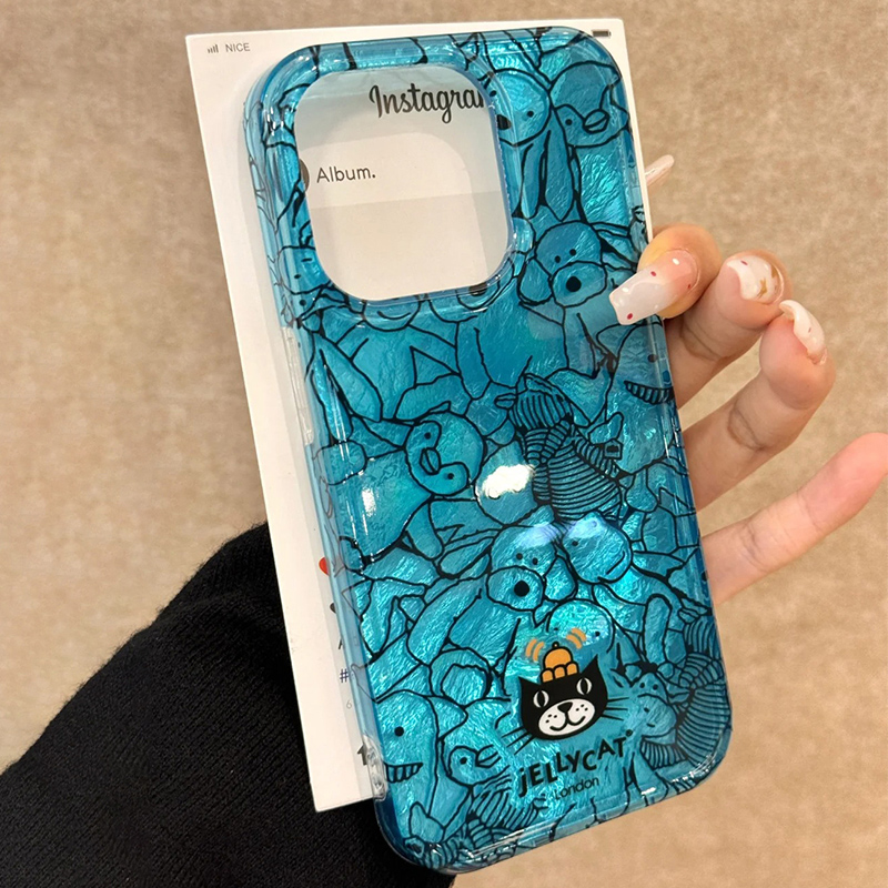 卡通条线动物吉利猫手机壳小众