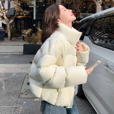 巨好看的白色鹅绒立领羽绒服外套