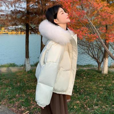 大毛领连帽羽绒服短款超好看外套