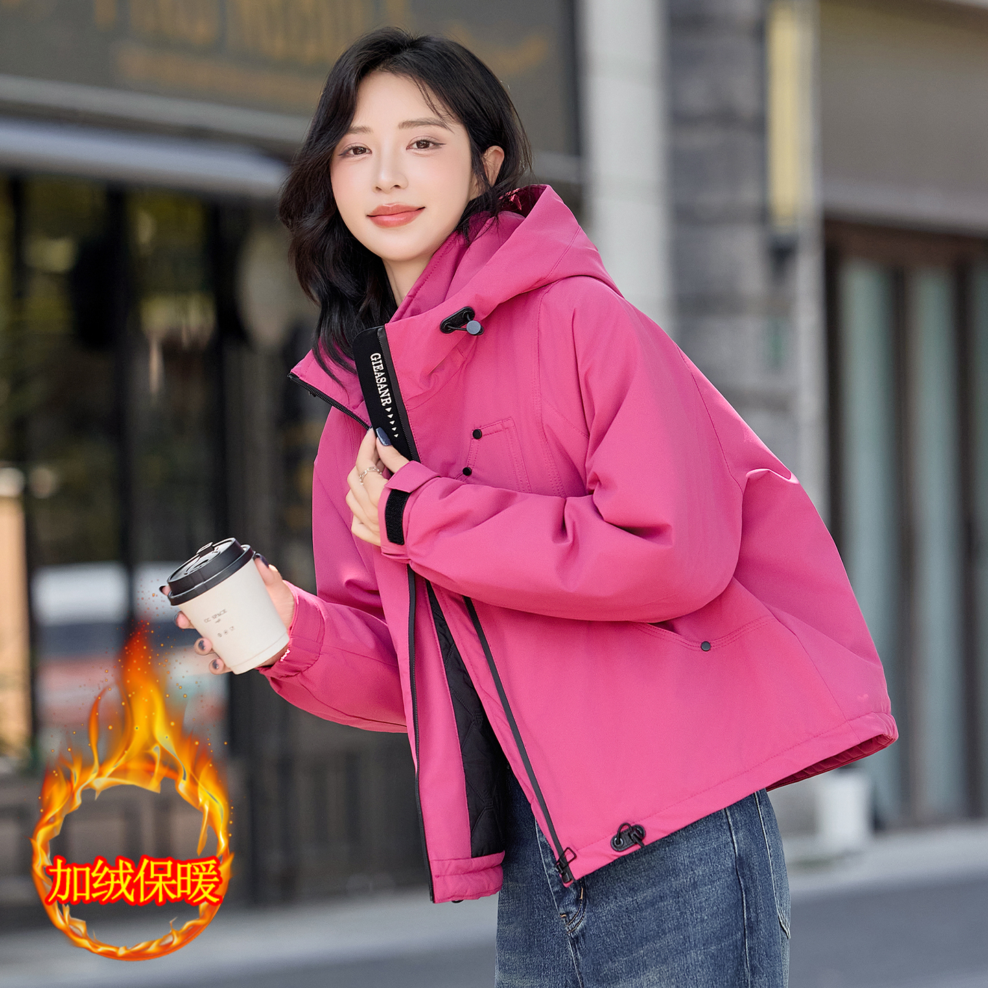 巨好看的棉服女加绒保暖夹棉外套