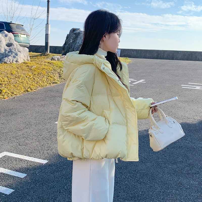 韩版短款连帽羽绒服女