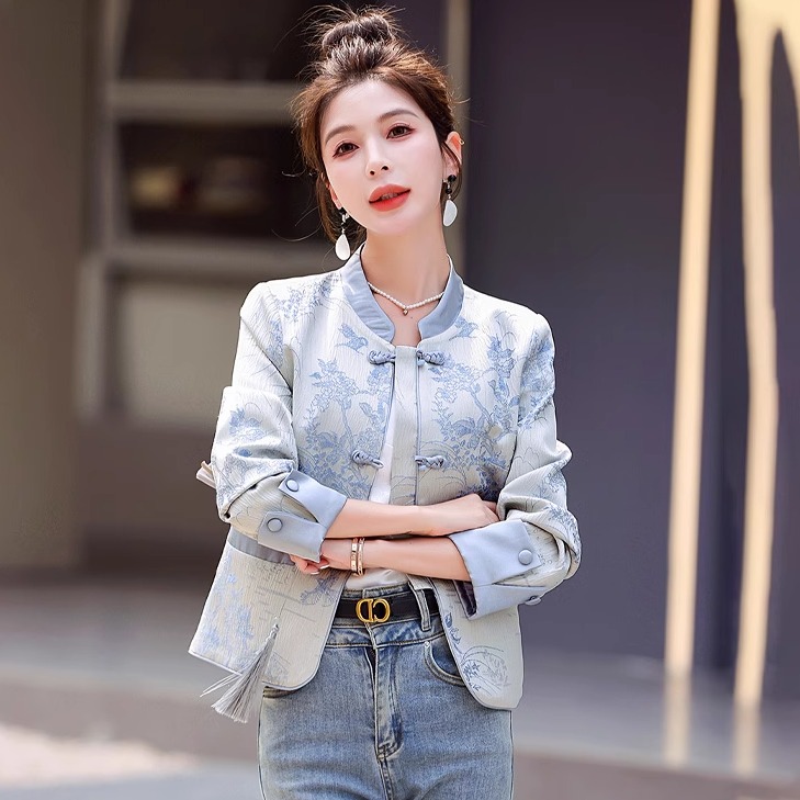 国风外套气质复古提花新中式盘扣