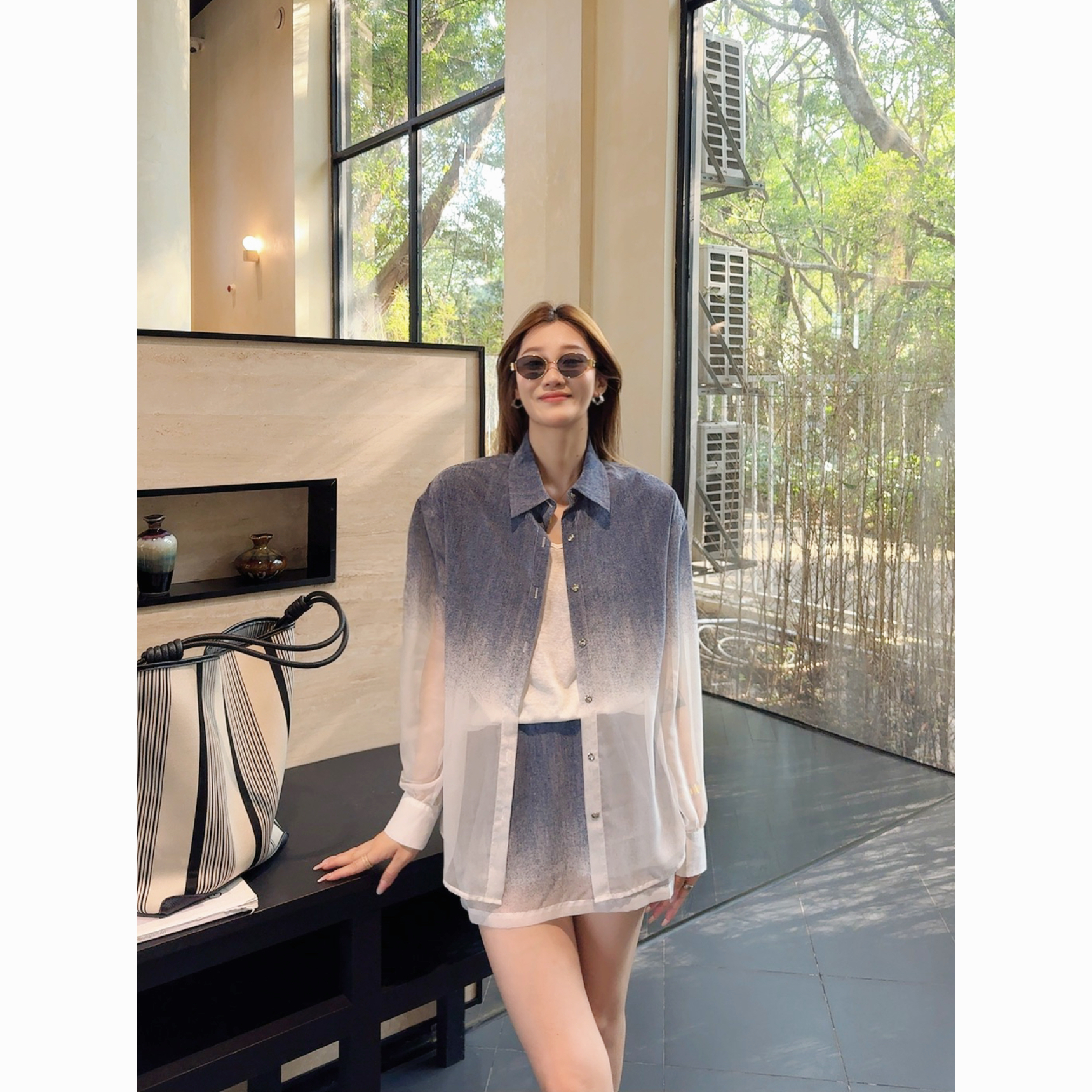 渐变色套装休闲宽松显瘦穿搭