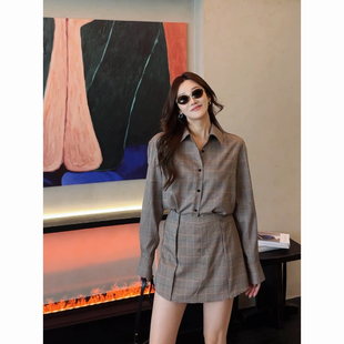 千金风衬衣港风格 秋季 子气质时尚 短裤 祝喜喜 套装 mlumlu小姐