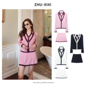 套装 祝喜喜 小香风气质撞色显瘦时尚 优雅风针织秋季 轻氧撞色