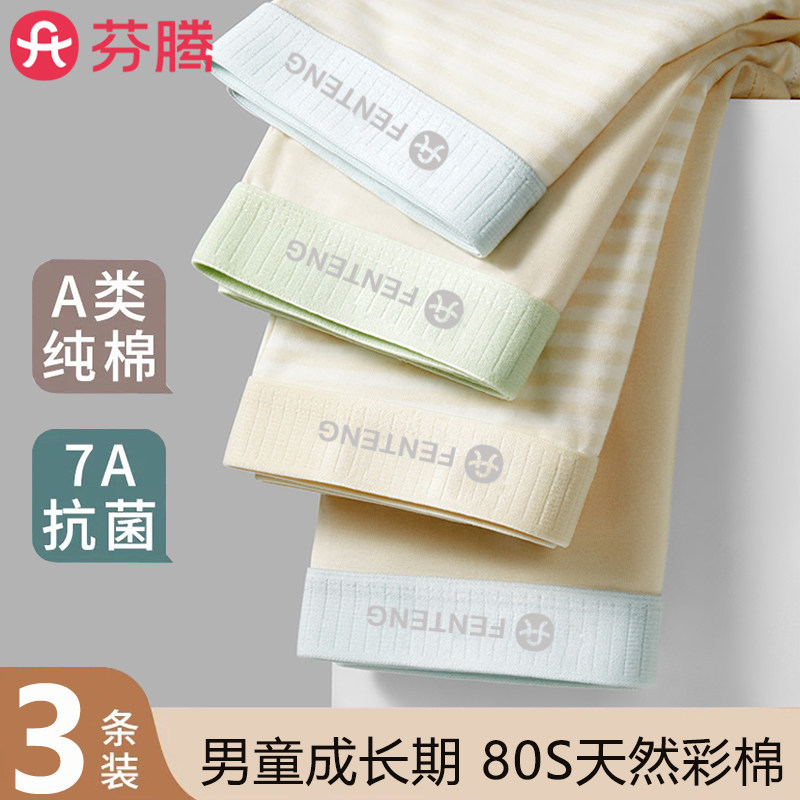 芬腾青少年A类纯棉内裤发育期男童学生夏薄款四角平角抗菌短裤头,童装/婴儿装/亲子装,内裤,淘宝优惠券,粉丝福利购,淘宝优惠卷