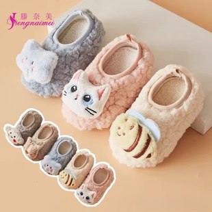 宝宝地板袜秋冬季加绒加厚防滑婴儿学步鞋厚底儿童居家室内鞋袜