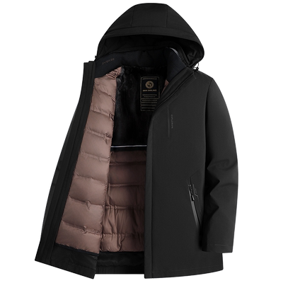 老人头中年羽绒服连帽冬季外套