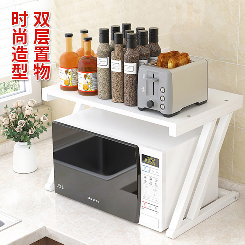 厨房置物架置地式微波炉架子烤箱收纳家用双层台面桌面多功能橱柜