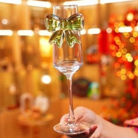 高颜值香槟蝴蝶酒杯蝴蝶结玻璃杯子鸡尾酒葡萄酒高脚杯家用ins