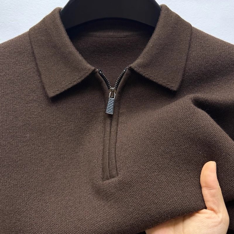 ZIQQO~可机洗纯羊毛！冬季翻领毛衣男士商务休闲半拉链针织打底衫,男装,秀禾服,淘宝优惠券,粉丝福利购,淘宝优惠卷
