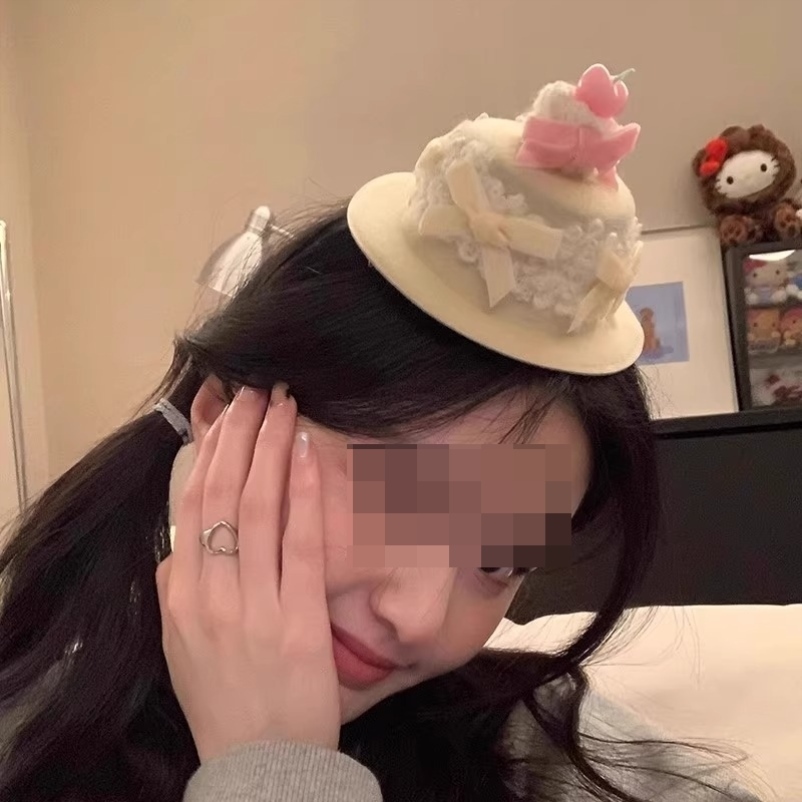 可爱蝴蝶结蛋糕生日帽发夹女拍照道具发饰侧边鸭嘴夹子小礼帽头饰