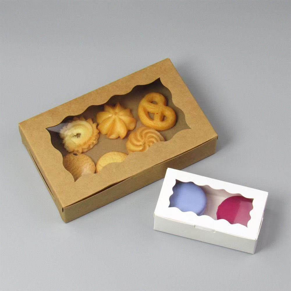 简易折叠杯蛋糕盒糖果饼干包装盒牛皮纸开窗马卡龙简约包装西点盒