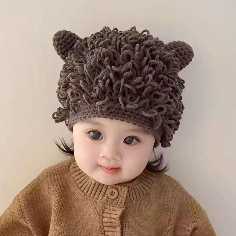婴儿帽子春秋款男宝宝假发帽卷发儿童个性爆炸头男童搞怪搞笑秋冬