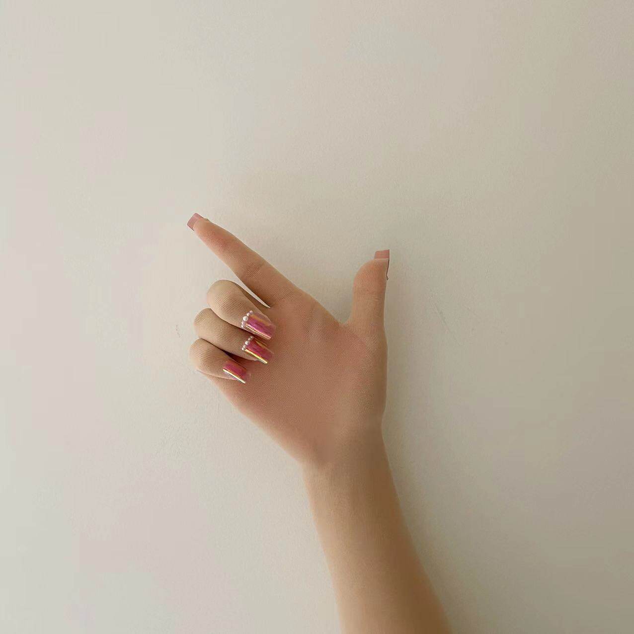 防晒天鹅绒超薄透气二次元五指无缝淡化疤痕带美甲丝袜长手套cos