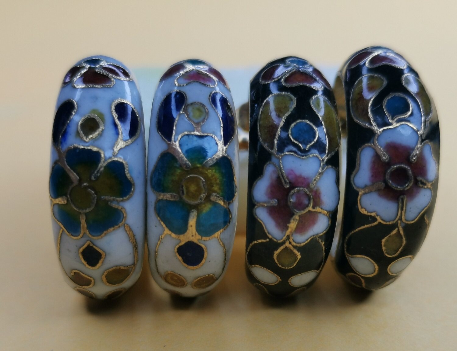 非遗工艺创汇时期铜胎掐丝珐琅景泰蓝耳环纯手工制作两件顺丰包邮