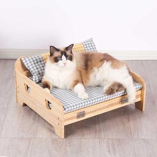 通用 宠物躺椅猫咪睡窝猫窝木质猫床小型犬离地木床狗窝可拆洗四季