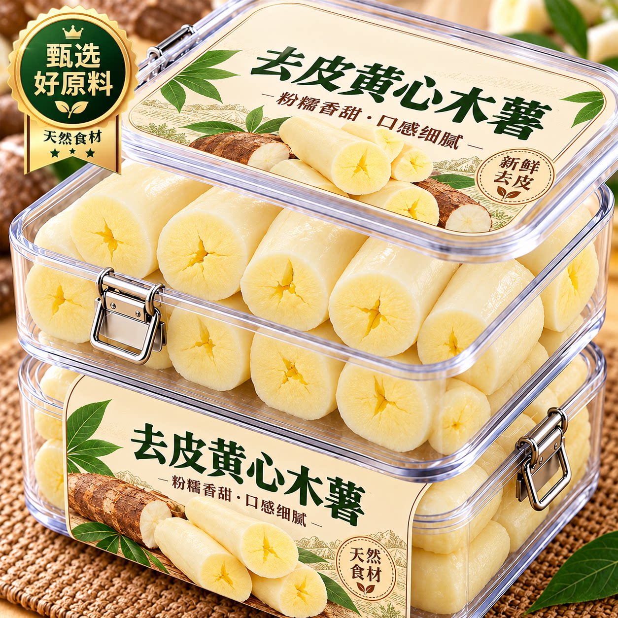 正宗广西华南9号黄心木薯新鲜软糯糖水专用加热即食去皮木薯黄心图片
