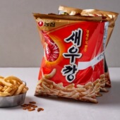 韩国进口农心原味辣味鲜虾条90g 3办公室休闲膨化小吃零食品