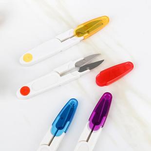 纱家用透十字绣线头剪鱼线剪簧型带明盖不弹锈钢剪刀剪