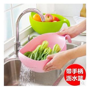 盆洗家用厨房淘米器带手柄洗米筛淘米加厚塑料沥水洗水果篮菜蓝