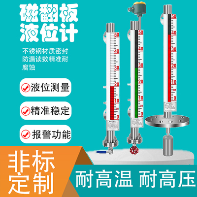 UHZ磁翻板液位计带远传翻板磁浮子顶装式304衬四氟磁翻柱水位计PP