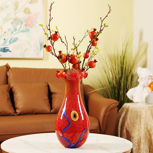 彩色花瓶水培摆件艺术琉璃客厅餐桌酒店插花花器玄关软装 饰品摆设