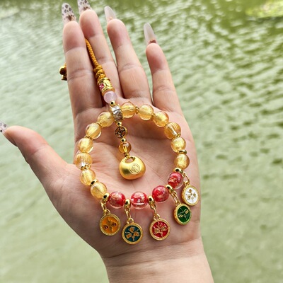 新中式五路财神爆闪车挂