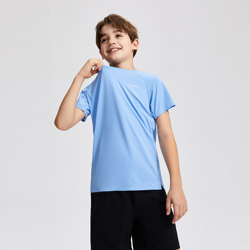 cosleaf/科里芙运动上衣男童夏季圆领休闲短袖透气户外跑步骑行服