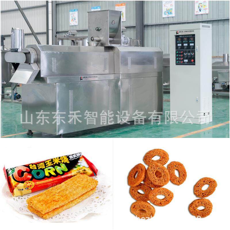 膨化休闲食品 双螺杆膨化夹心米果麦香鸡块生产线 非油炸