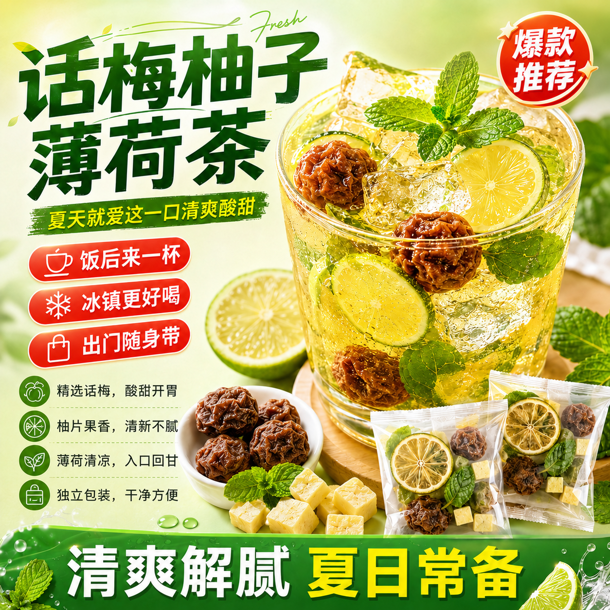 话梅油柑薄荷冷泡茶茶包花茶女养生夏日冷水冲泡饮品独立小包装袋