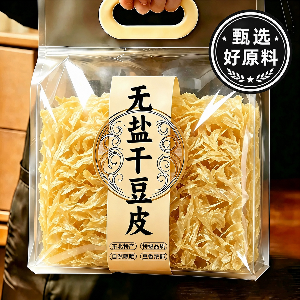 优质东北老豆皮干货批发纯手工豆筋油豆皮无盐粒人造肉官方旗舰店