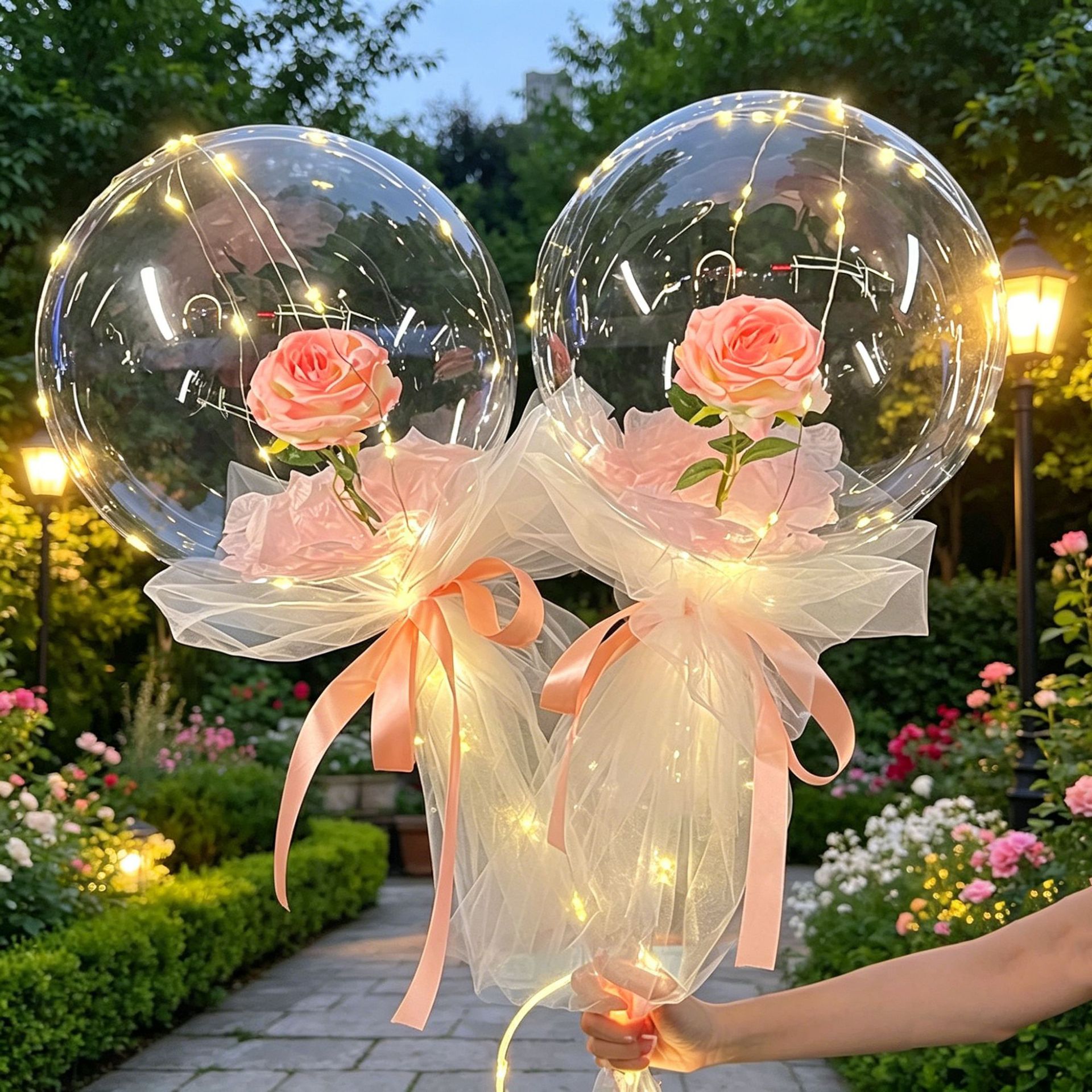 网红发光玫瑰花束表白气球全套