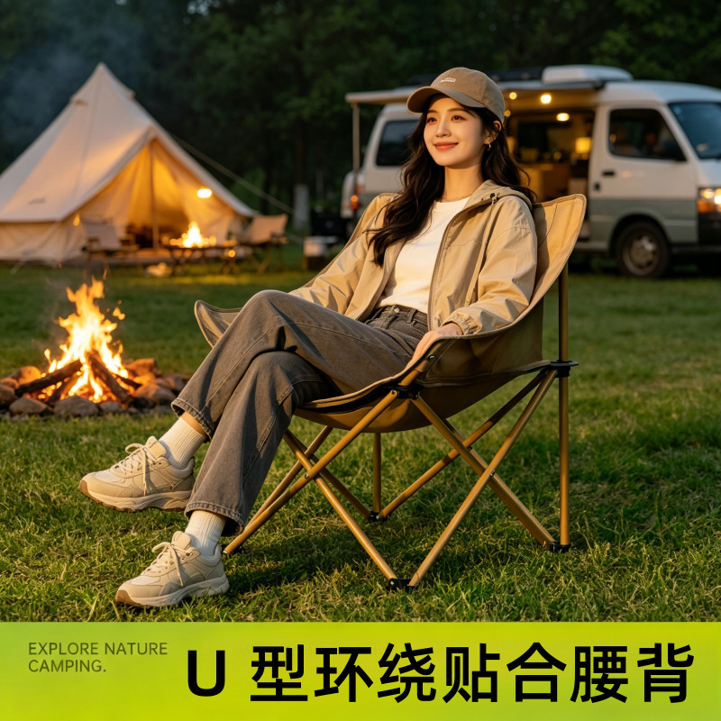 户外庭院U型月亮椅折叠便携稳固