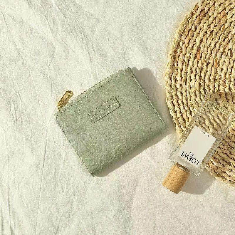 韩版简约拉链超薄折叠复古零钱包